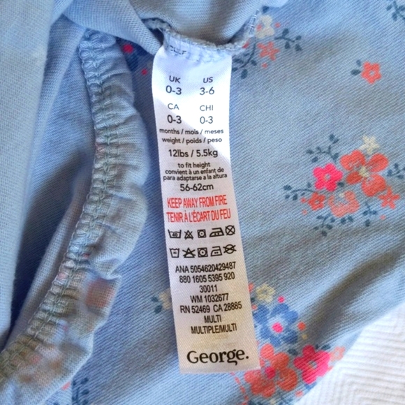 george floral butterfly ruffle t-shirt 0-3 months baby girl - Picture 6 of 6